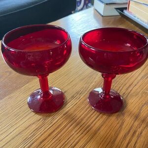 2 Vintage Ruby Red Champagne/Sorbet Glasses